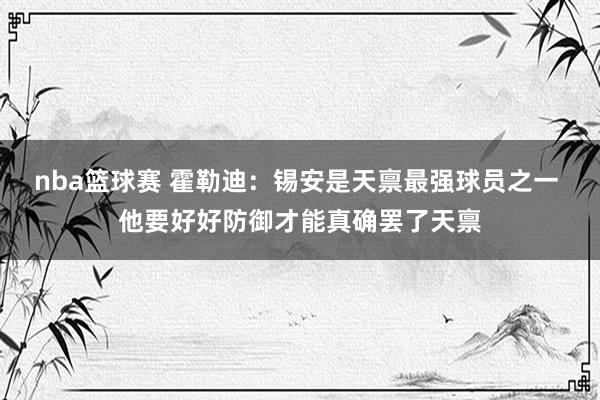 nba篮球赛 霍勒迪：锡安是天禀最强球员之一 他要好好防御才能真确罢了天禀