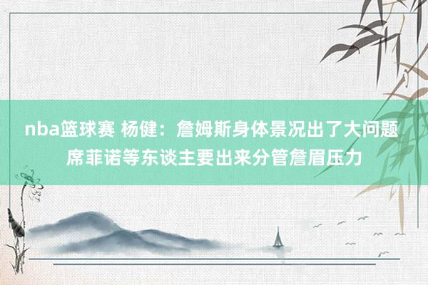 nba篮球赛 杨健：詹姆斯身体景况出了大问题 席菲诺等东谈主要出来分管詹眉压力