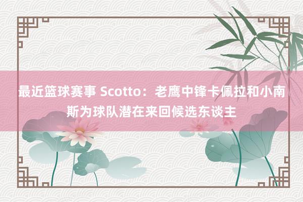 最近篮球赛事 Scotto：老鹰中锋卡佩拉和小南斯为球队潜在来回候选东谈主